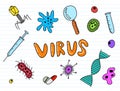 Virus doodle art with color colourfull cheerfull color