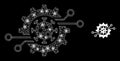 Virus Electronics Gear Icon - Wireframe Mesh with Glare Spots