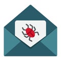 Virus in email flat icon, spam and security