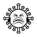 Virus emoticon, covid-19 emoji character infection, face tears line cartoon style