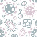 Virus epidemic molecule seamless repeating pattern illustration