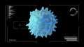 Virus exploration. Model rotating on black background and modern interface around it. Royalty Free Stock Photo