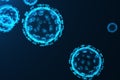 Virus and germs, bacteria, cell infected organism. Influenza Virus H1N1, Swine Flu on abstract background. Blue viruses Royalty Free Stock Photo