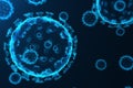 Virus and germs, bacteria, cell infected organism. Influenza Virus H1N1, Swine Flu on abstract background. Blue viruses Royalty Free Stock Photo