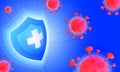 Virus germs and bacteria protection. Healthy immune system. Resistant and prevention disease. Hygienic shield symbols or icons are