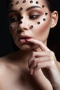 Virus girl. beautiful girl with spikes on her Face Royalty Free Stock Photo