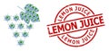 Virus Grape Bunch Icon Recursion Mosaic and Distress Lemon Juice Stamp Seal