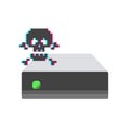 Virus hard disk icon. Malware storage drive. Windows PC infected HDD. Desktop folder shortcut sign.