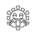 Virus hugging face emoji line icon