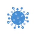 Virus icon. Flat microbe on white background. Corona virus symbol. Germ disease, pathogenic organism. Danger allergy