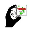 Virus icon hand holds test tube vector illustration