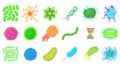 Virus icon set, cartoon style Royalty Free Stock Photo