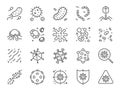 Virus icon set. Included icons as Colony of Bacteria, Bacteria, microbiology, biohazard, disease and more. Royalty Free Stock Photo