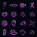 Virus icons set vector neon Royalty Free Stock Photo