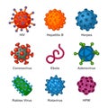 Virus Icons Set on White Background. Vector Royalty Free Stock Photo