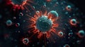 virus illustration offers a microscopic view into the world of microorganisms and biological pathogens.