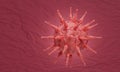 A virus image or coronavirus covid-19 red model. The concept of a virus spread on a red, rugged background. 3D rendering