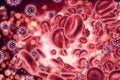 Virus infected blood cells Royalty Free Stock Photo