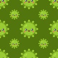 Virus kawaii Cute cartoon pattern. Funny Infection background. Sweet microbe Bacterium vector texture