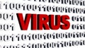 VIRUS lettering in red integrated into a binary code screen made of white digits - Security business concept Royalty Free Stock Photo