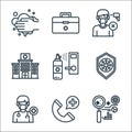 virus line icons. linear set. quality vector line set such as analysis, call center, doctor, virus, alcohol, hospital, sick, first