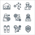 virus line icons. linear set. quality vector line set such as virus, analysis, glove, mask, virus, avatar, doctor, coronavirus