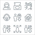 virus line icons. linear set. quality vector line set such as epidemic, keep distance, virus, quarantine, unemployed, ventilator,