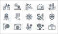 virus line icons. linear set. quality vector line set such as first aid, medicine, lab, virus, folder, mask, petri dish, working,