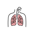 Virus in lungs line color icon. Sign for web page, mobile app