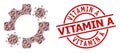 Virus Mechanics Icon Fractal Composition and Scratched Vitamin A Stamp
