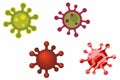 Virus microbe cell icon designs stylised symbols in red and green