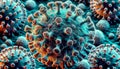 virus microscopic view of floating with virus cells. Generative Ai