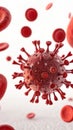 Virus interacts with red blood cells on a white background showing a scientific representation of infection Royalty Free Stock Photo