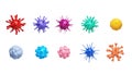 Virus model set. Covid-19 germs, fungi, bacteria cute cartoon style kids pastel colors plastic objects smooth glossy. Royalty Free Stock Photo