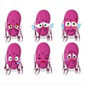 Virus Molecule cartoon character with sad expression