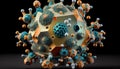 Virus molecule illustration, bacteria particle generative ai