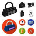 Virus, monitor, display, screen .Hackers and hacking set collection icons in black,flat style vector symbol stock