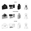 Virus, monitor, display, screen .Hackers and hacking set collection icons in black,monochrome,outline style vector