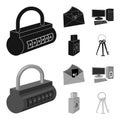 Virus, monitor, display, screen .Hackers and hacking set collection icons in black,monochrome style vector symbol stock