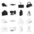 Virus, monitor, display, screen .Hackers and hacking set collection icons in black,outline style vector symbol stock