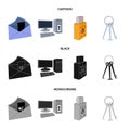 Virus, monitor, display, screen .Hackers and hacking set collection icons in cartoon,black,monochrome style vector