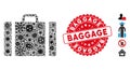 Virus Mosaic Baggage Icon with Scratched Round Baggage Seal