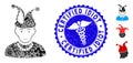 Virus Mosaic Fool Icon with Health Care Textured Certified Idiot Seal