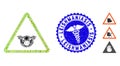 Viral Collage Pig Warning Icon with Health Care Scratched Leishmaniasis Stamp