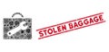 Virus Mosaic Tool Case Icon and Scratched Stolen Baggage Seal with Lines