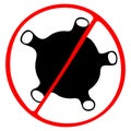 The virus is not allowed to enter. Stop. Bacterium, microbe, pathogen. Vector illustration. Coronavirus on an isolated background.