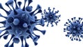 3d illustration of microorganism in blue color on white background. Coronavirus model