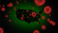 Coronavirus - pandemic hits the USA - 3D rendered illustration in green and orange