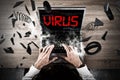 Virus on pc during work Royalty Free Stock Photo