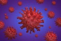 Virus red bacteria cells 3D render background banner image. Flu, influenza, coronavirus model illustration. Covid-19 banner Royalty Free Stock Photo